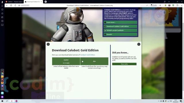 #Colobot #Урок 1.1 Скачиваем Colobot. Видео-уроки для детей 11+ от школы Codim.online