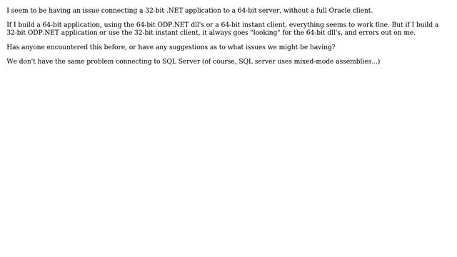 Databases: 32-bit versus 64-bit ODP.NET to Oracle connection смотреть онлайн