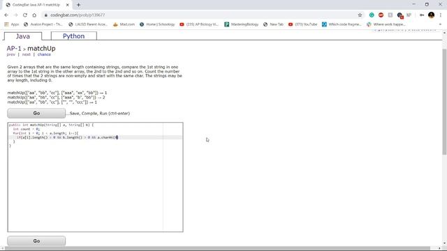 AP-1 (matchUp) Java Tutorial || Codingbat.com смотреть онлайн