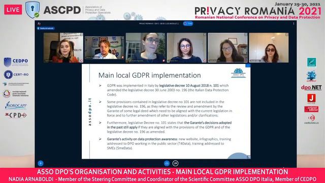 Nadia Arnaboldi - Member of the Steering Committee - ASSO DPO Italia @ PR!VACY ROMANIA 2021 смотреть онлайн