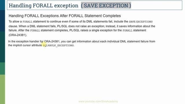6 PLSQL Performance Tuning | Oracle FORALL | Oracle FORALL SAVE EXCEPTIONS | Part5 смотреть онлайн