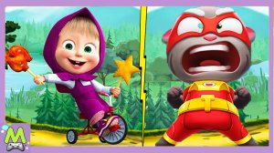 Маша и Медведь против Говорящего Тома.Гонки на Велосипедах и Погоня Супергероев.Мультик Игра