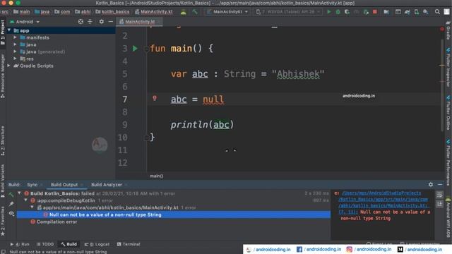 Kotlin : Null Handling | Added Subtitles | android coding смотреть онлайн
