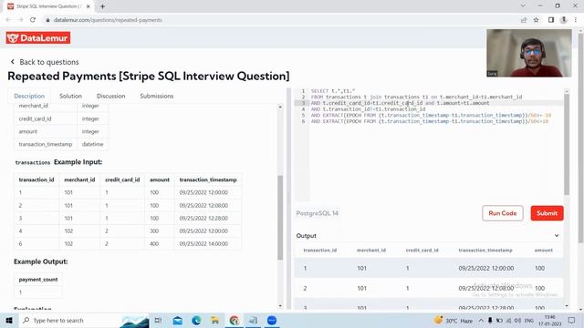 Stripe SQL Interview Question Easy Solution in Hindi | Datalemur | Self join | Epoch | Timestamp смотреть онлайн