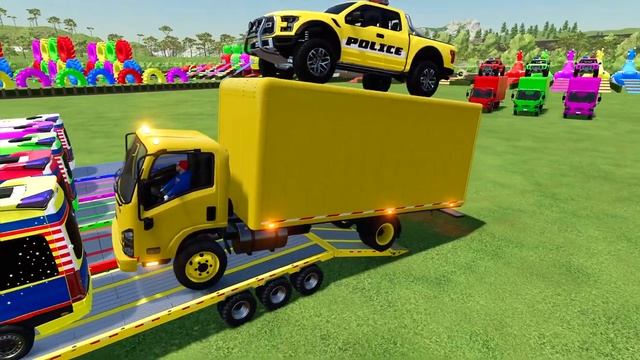 TRANSPORTING POLICE RAPTOR, PEUGEOT & MERCEDES WITH McCORMICK TRACTORS! Farming Simulator 22 смотреть онлайн