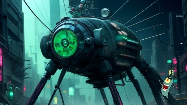 как выглядели бы герои мультика спанчбоб(SpongeBob) в киберпанк смотреть онлайн