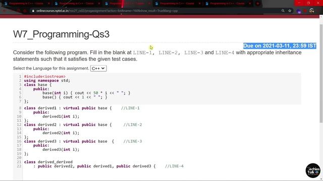 NPTEL Programming in C++ Week 7 All Programming Assignment Solutions || January 2021 || Swayam смотреть онлайн