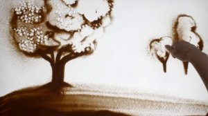 Урок рисования песком. Как легко нарисовать пейзаж песком