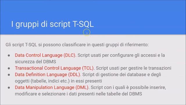 Introduzione al T-SQL di Sql Server смотреть онлайн