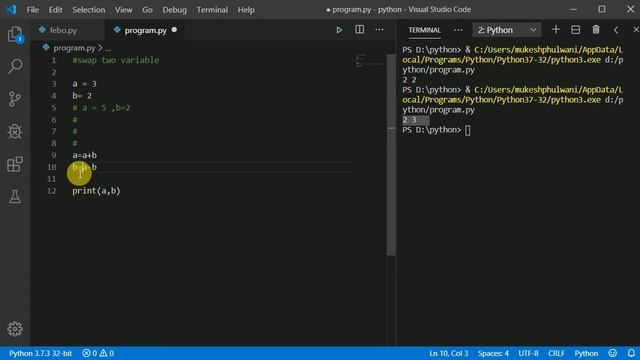 19 Swap variables in python | Python tutorial in Hindi смотреть онлайн