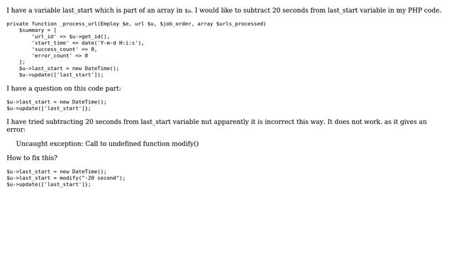 Subtracting time from variable in PHP смотреть онлайн
