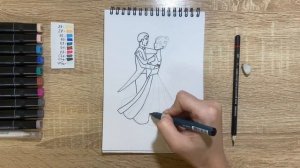 Как нарисовать вальс карандашом и скетч маркерами | Рисунок для детей, поэтапно и легко