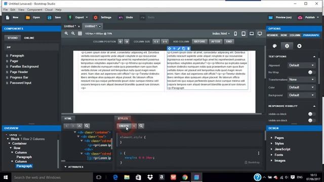 Paragraphs in Bootstrap Studio BSS смотреть онлайн