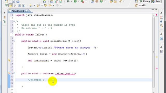 Java Tutorial isEven() смотреть онлайн