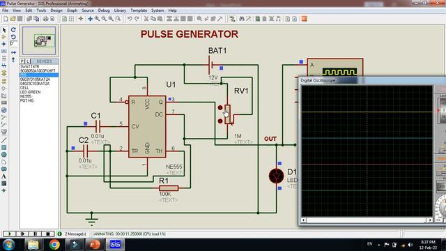Design Pulse Generator In Proteus | Proteus Simulation