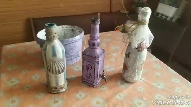 Бутылки. Декупаж