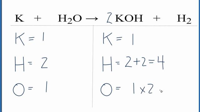 How to Balance K + H2O = KOH + H2 (Potassium + Water) смотреть онлайн