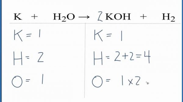 How to Balance K + H2O = KOH + H2   (Potassium + Water)