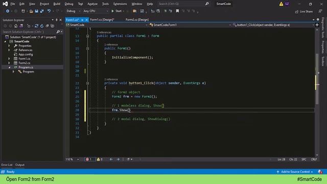 How to open Form2 from Form1 in WIndows Form Application | C# Windows Form смотреть онлайн