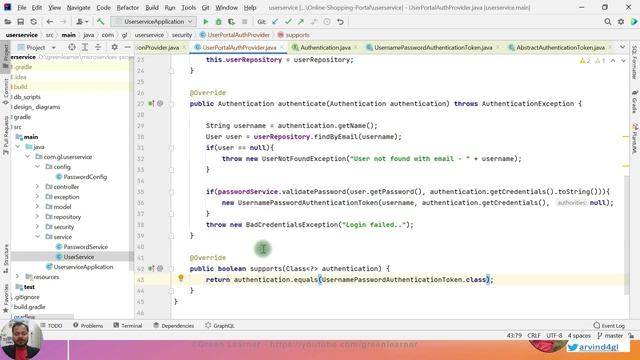 #22.5.4 Custom AuthenticationProvider in Spring Security | User Service смотреть онлайн