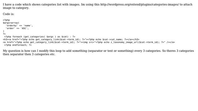 Wordpress: Categories list loop - add separator every 3 categories смотреть онлайн