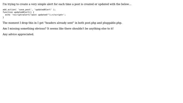 Wordpress: save_post hook - headers already sent? смотреть онлайн