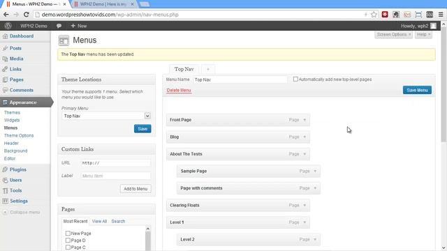 Appearance - Menus - WordPress Basic Training - Video 13 смотреть онлайн