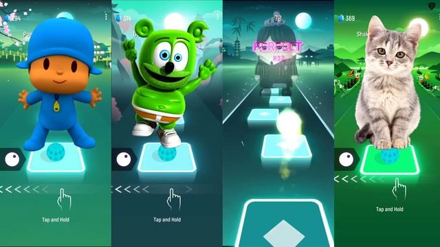 Pocoyo vs Gummy Bear vs Wednesday Addams vs Cute Cat - Tiles Hop Game!! смотреть онлайн