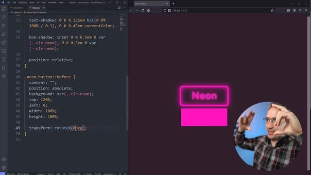 Create a neon button with a reflection using CSS смотреть онлайн