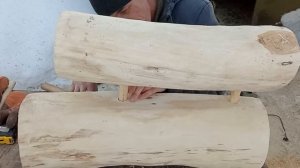ЧАСТЬ 1.Скамейка из бревен без гвоздей и шурупов. лесная мебель.