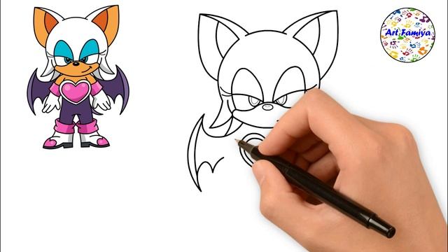 How To Draw Rouge the Bat | Sketch Tutorial (Step by Step) | Sonic the Hedgehog | Art Famiya смотреть онлайн