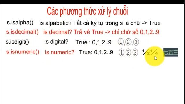 Lập trình Python | Bài 6 (p7): Các hàm xử lý chuỗi s.isdecimal(), s.isalpha(), islower(), isupper() смотреть онлайн