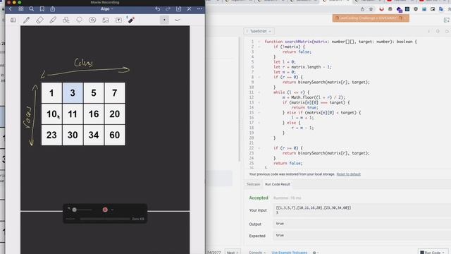Leetcode 74 - Search a 2D Matrix - (typescript) смотреть онлайн