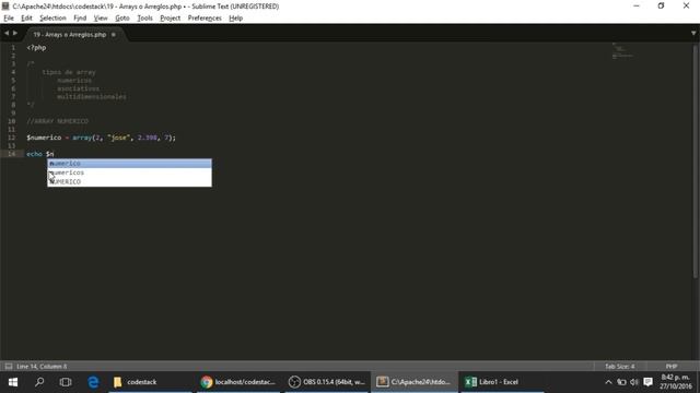 19 - Arrays o Arreglos - Arrays Numéricos [PHP 7 - Español] смотреть онлайн