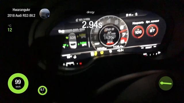 Audi RS3 stage 2 Unitronic 0-100-1/4 mile смотреть онлайн