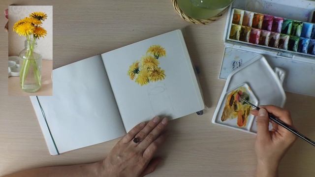 Мастер-класс #50 Скетч акварелью "Одуванчики" смотреть онлайн