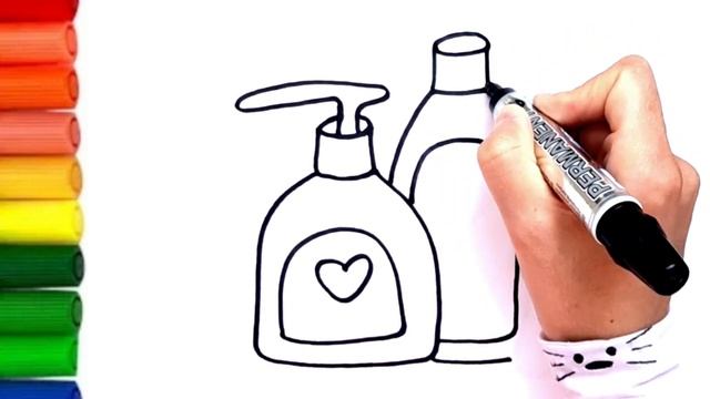 How To Draw Shampoo Set For Kids | Как нарисовать шампунь для детей | Bolalar Uchun Shampun Chizish