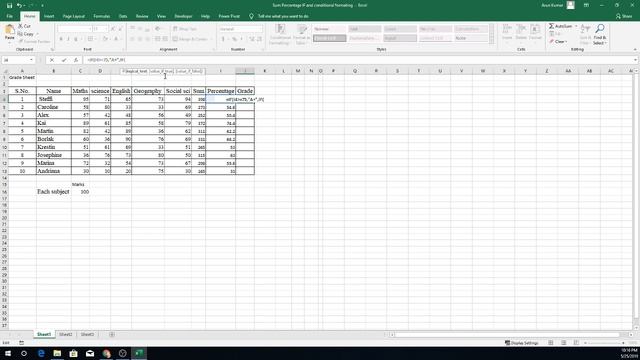 MS Excel 2019 Formula of Sum, Percentage and If Function, смотреть онлайн