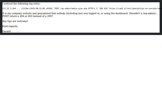 Wordpress: 200 return code on 'POST /wp-admin/admin-ajax.php' while NOT logged in смотреть онлайн