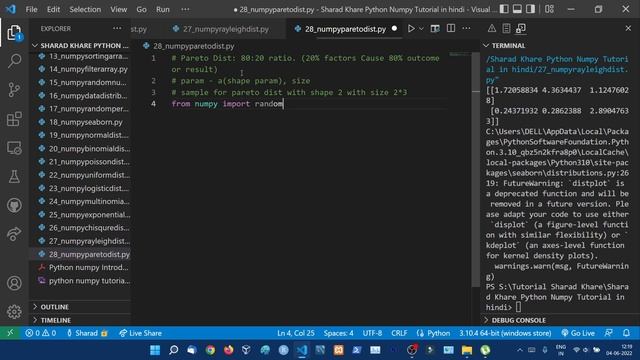 NumPy Pareto Distribution || random.pareto() & Plot || Python Numpy Tutorial in hindi #28 смотреть онлайн