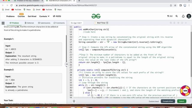 Add Minimum Characters | GFG | POTD | 7th April 2023 | Strings | Java | C++ | Samsung Interview смотреть онлайн