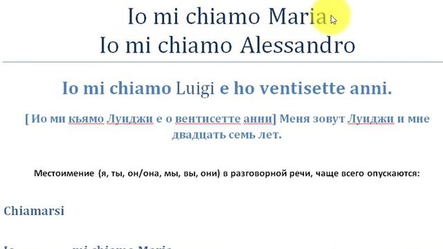 Итальянский язык для начинающих. Урок №1