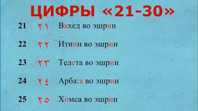 Арабские числительные от 20 до 30 египетский диалект Урок 4 смотреть онлайн
