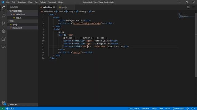 VueJS Method & Click Event смотреть онлайн