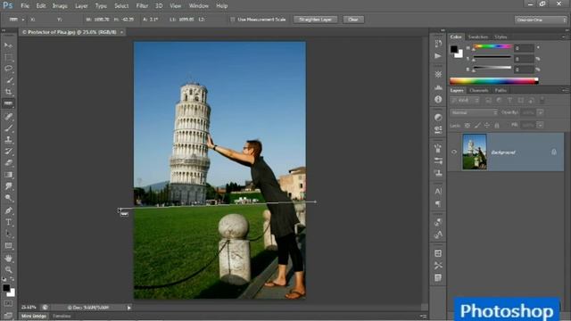How to straighten a image - Fundamentals of Adobe Photoshop CS6 online tutorials смотреть онлайн