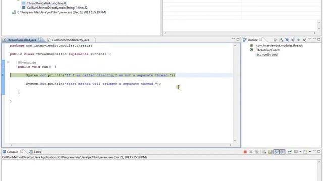 Java Interview Question And Answer Will the thread started, if the thread's run method directly, смотреть онлайн