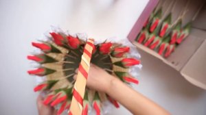 Букет из конфет в корзине I Свит дизайн I Бутоны роз из гофрированной бумаги I SWEET DESIGN