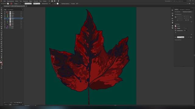 Рисуем лист клёна. Настроение осень. Digital-painting. Time-lapse. смотреть онлайн