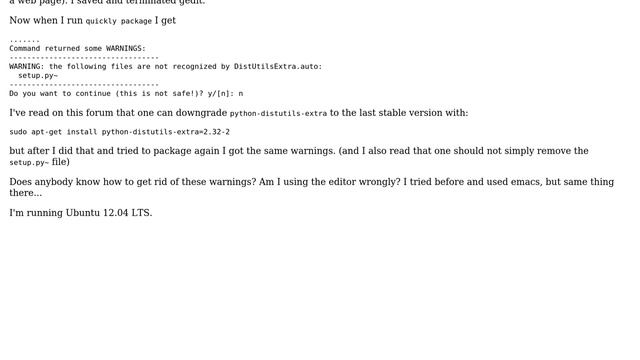 Ubuntu: Quickly gives warnings on packaging, not recognizing setup.py~ смотреть онлайн