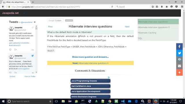 What is the default fetch mode in Hibernate?
| javapedia.net смотреть онлайн